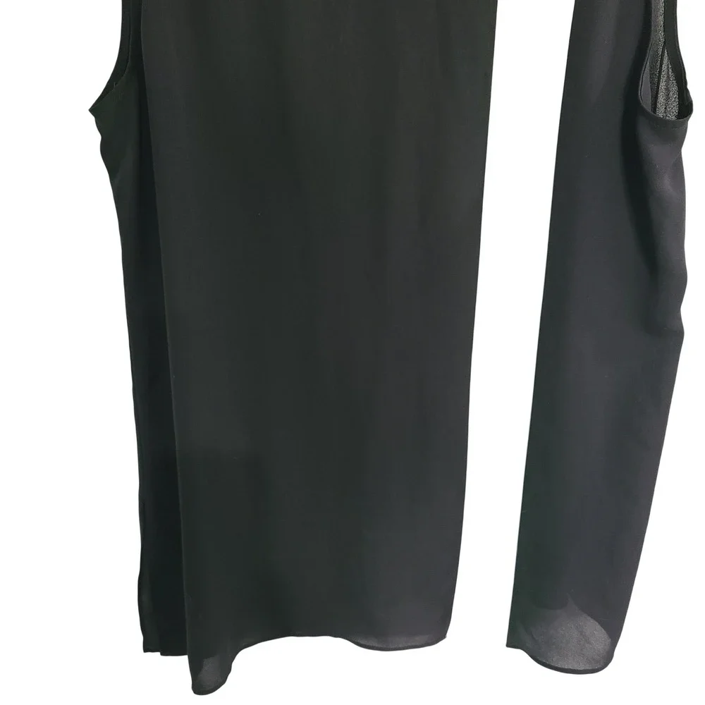 White House Black Market Black White Colorblock Sleeveless Shell Blouse Large - Picture 4 of 12